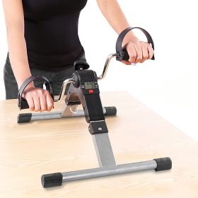 1Pc Foldable Exercise Bike Pedal Fitness Exerciser Cycle Bike  LCD Display Mini Pedal Exerciser For Leg Arm Physical Therapy Home Office Gym