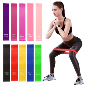 Resistance Bands Loop Set Of 10 Exercise Strength Workout Fitness Yoga Booty Band Training