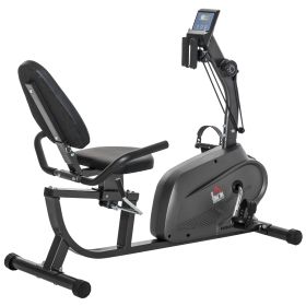 Recumbent Exercise Bike Recovery Exerciser, 8-Level Magnetic Resistance Stationary Bike With Pad Holder, LCD Monitor, For Indoor Cardio Workout, Black