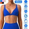 Fresh Fab Finds Women's Deep V-Neck Sports Bra, U-Back, Removable Pads, Low Impact