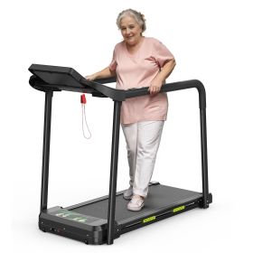 Walking Treadmills with Extended Handrails, 2.5HP Quiet Motor, Heart Rate Monitor, 310 lbs Capacity, Treadmill for Seniors, Recovery & Home Jogging