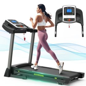 Compact Foldable Home Treadmill: Max 7.5MPH, 8 Shock Absorbers, 41.3Ã—16.5' Running Area, 12 Programs