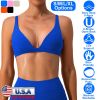 Fresh Fab Finds Women's Deep V-Neck Sports Bra, U-Back, Removable Pads, Low Impact