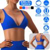 Fresh Fab Finds Women's Deep V-Neck Sports Bra, U-Back, Removable Pads, Low Impact