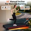 Walking Pad Treadmill with 10Â° Incline, Remote Control 3HP Portable Compact Treadmills for Home Office, Treadmill 264 lb Capacity, LED Display