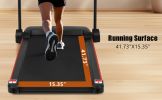 Treadmills for Home, 2.5HP Quiet Folding Treadmill with Heart Rate Sensor, 300lbs Weight Capacity, 7.5MPH