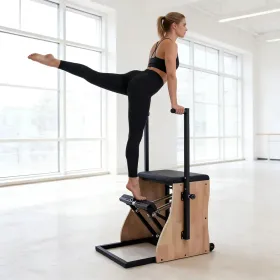 Pilates Wunda Chair with Handles, Split Pedals & 4-Level Resistance for Core Training
