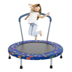 36inch Mini Trampoline For Kids Ages 1-6 Indoor Outdoor Trampoline With Handle  For Kids (Specification: Blue Multi)