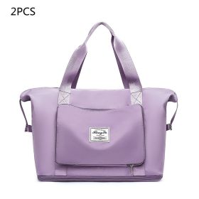 Foldable Large Capacity Women Gym Bags Shoulder Bag Women Training Travel Handle Handbag Yoga Sport Crossbody Tote Bag Women (Specification: Purple X2)