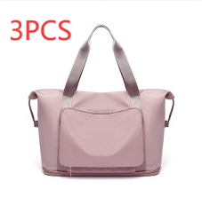 Foldable Large Capacity Women Gym Bags Shoulder Bag Women Training Travel Handle Handbag Yoga Sport Crossbody Tote Bag Women (Specification: Pink no cloth label X3)
