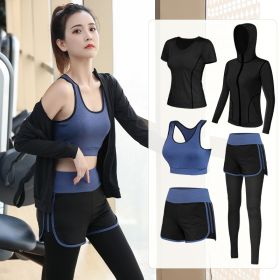 Thin gym yoga clothing (Specification: Dark Blue/Short sleeve/XL)