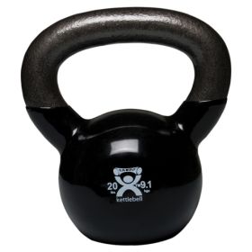 Vinyl Coated Kettlebell (Color: Black, size: 20 Lb)
