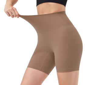Women's High Waist Biker Shorts with 6.3-Inch Inseam for Yoga, Running & Workouts (Color: Coffee, size: S)
