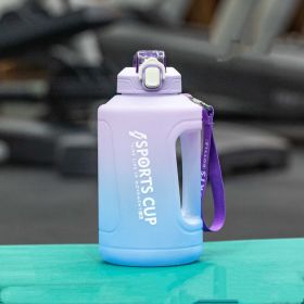 Extra Large Capacity  Cup With Straw Fitness Sports Water Bottle Fitness Big Bottles (Specification: Gradient Purple/1.5L/Straw)