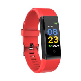Screen Smart Wristband Heart Rate Monitor Fitness Activity Tracker 115plus Smart Band Color Blood Pressure Music Remote Control (Specification: Red)