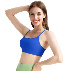 Women's Cross Back Padded Sports Bra with Removable Pads for Yoga, Gym & Running (Color: Blue, size: S)