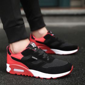 Men's thick-soled cushioned running shoes (Specification: Black red/9)