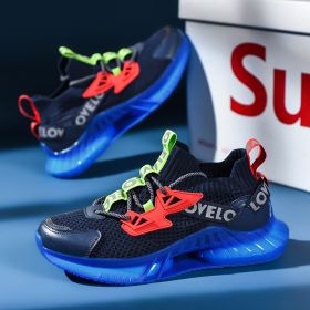 Colorful Luminous men's Shoes Particles Lightweight Coconut Casual Tide Running Shoes For Night Running (Specification: Black blue/39)