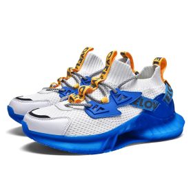 Colorful Luminous men's Shoes Particles Lightweight Coconut Casual Tide Running Shoes For Night Running (Specification: White blue/39)