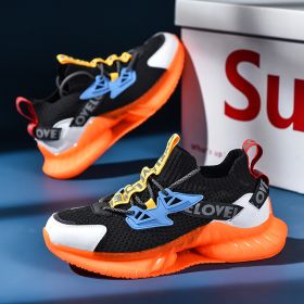 Colorful Luminous men's Shoes Particles Lightweight Coconut Casual Tide Running Shoes For Night Running (Specification: Black orange/43)