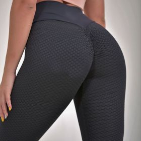 Plaid Leggings Fitness Yoga Pants Women's Seamless High Waist Breathable Gym Leggings (Color: Black, size: medium)