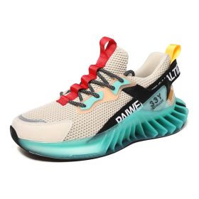 Sports Shoes Men'S Youth Breathable Shock Absorption Reflective Running Fitness Travel Shoes Large Blade Shoes (Specification: Rice green/39)