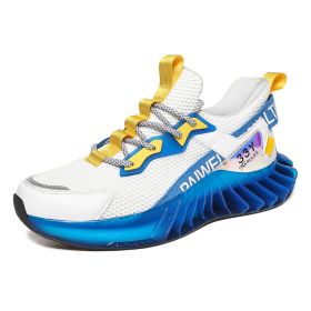Sports Shoes Men'S Youth Breathable Shock Absorption Reflective Running Fitness Travel Shoes Large Blade Shoes (Specification: White Cymbidium/39)