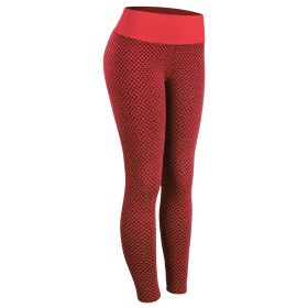 Plaid Leggings Fitness Yoga Pants Women's Seamless High Waist Breathable Gym Leggings (Color: Red, size: small)