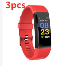 Smart Bracelet With Bluetooth Wristband Heart Rate Monitor Watch Activity Fitness Tracker (Specification: Red3pcs)