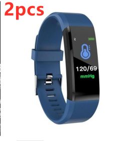 Smart Bracelet With Bluetooth Wristband Heart Rate Monitor Watch Activity Fitness Tracker (Specification: Blue2pcs)