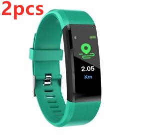 Smart Bracelet With Bluetooth Wristband Heart Rate Monitor Watch Activity Fitness Tracker (Specification: Green2pcs)