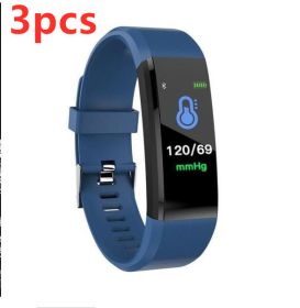 Smart Bracelet With Bluetooth Wristband Heart Rate Monitor Watch Activity Fitness Tracker (Specification: Blue3pcs)