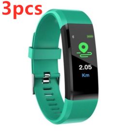 Smart Bracelet With Bluetooth Wristband Heart Rate Monitor Watch Activity Fitness Tracker (Specification: Green3pcs)