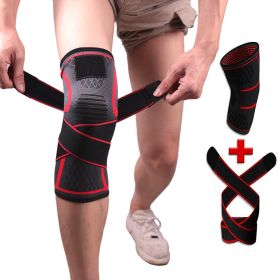 Compression Belt Knitted Sports Knee Pads Badminton Running Fitness Knee Pads (Specification: Red/L/1PC)