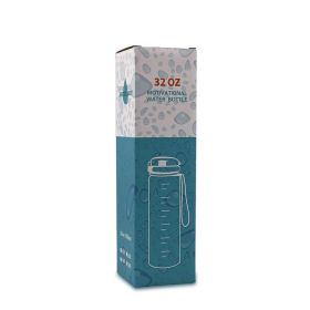 1L Tritan Water Bottle With Time Marker Bounce Cover Motivational Water Bottle Cycling Leakproof Cup For Sports Fitness Bottles (Specification: Color box/1L)