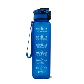 1L Tritan Water Bottle With Time Marker Bounce Cover Motivational Water Bottle Cycling Leakproof Cup For Sports Fitness Bottles (Specification: Blue/1L)