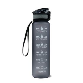 1L Tritan Water Bottle With Time Marker Bounce Cover Motivational Water Bottle Cycling Leakproof Cup For Sports Fitness Bottles (Specification: Grey/1L)