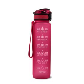 1L Tritan Water Bottle With Time Marker Bounce Cover Motivational Water Bottle Cycling Leakproof Cup For Sports Fitness Bottles (Specification: Red/1L)