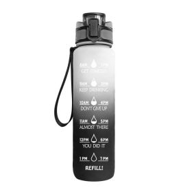 1L Tritan Water Bottle With Time Marker Bounce Cover Motivational Water Bottle Cycling Leakproof Cup For Sports Fitness Bottles (Specification: White gray gradient/1L)