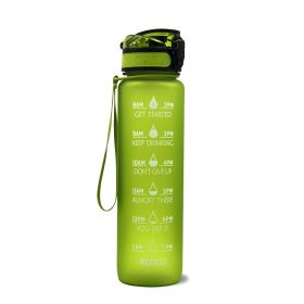 1L Tritan Water Bottle With Time Marker Bounce Cover Motivational Water Bottle Cycling Leakproof Cup For Sports Fitness Bottles (Specification: Green/1L)
