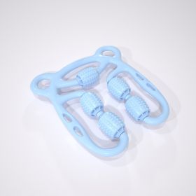 U Shape Trigger Point Massage Roller Full Body Massage Tool Arm Leg Neck Muscle Massager 4 Wheels Fitness Device For Sports (Color: Blue)