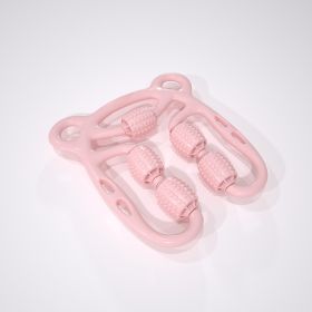 U Shape Trigger Point Massage Roller Full Body Massage Tool Arm Leg Neck Muscle Massager 4 Wheels Fitness Device For Sports (Color: Pink)