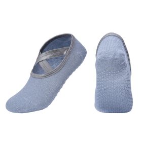 New Fashion Silk Women Yoga Sports Socks Anti-Slip Gym Fitness Underwear Breathable Cross Back Pilates Dance Sport Ankle Socks (Specification: Grey/One size fits all)