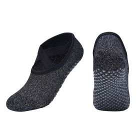 New Fashion Silk Women Yoga Sports Socks Anti-Slip Gym Fitness Underwear Breathable Cross Back Pilates Dance Sport Ankle Socks (Specification: Black/One size fits all)