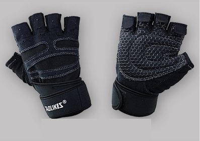 Fitness Gloves Men And Women Exercise Equipment Dumbbell Exercise Weightlifting Half-Finger Gloves Training Gym Breathable Non-Slip (Specification: Black and gray line a pair of/XL)