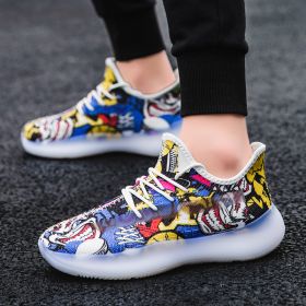 Men's Sports Single Shoes Trend Men's Shoes Breathable Casual Running Shoes (Specification: White anime/39)