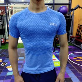 Men's Elastic Leisure Running Equipment Exercise T-shirt (Specification: Blue/2XL)