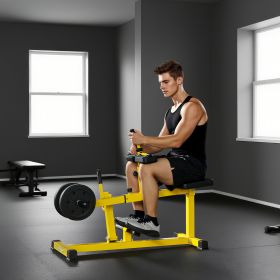 Adjustable Steel Seated Calf Raise Exercise Strength Training Gym Equipment, Yellow (Specification: Yellow/1090x480x150 mm)