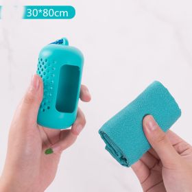 Quick Drying Cooling Microfiber Towel Instant Cooling Relief Sports Portable Yoga Gym Pilates Running Travel Towel Silicone Bag (Specification: Light Blue/L)