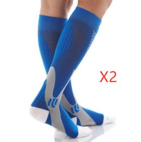Compression Socks For Men&Women Best Graduated Athletic Fit For Running Flight Travel Boost Stamina Circulation&Recovery Socks (Color: Blue 2PC, size: S M)